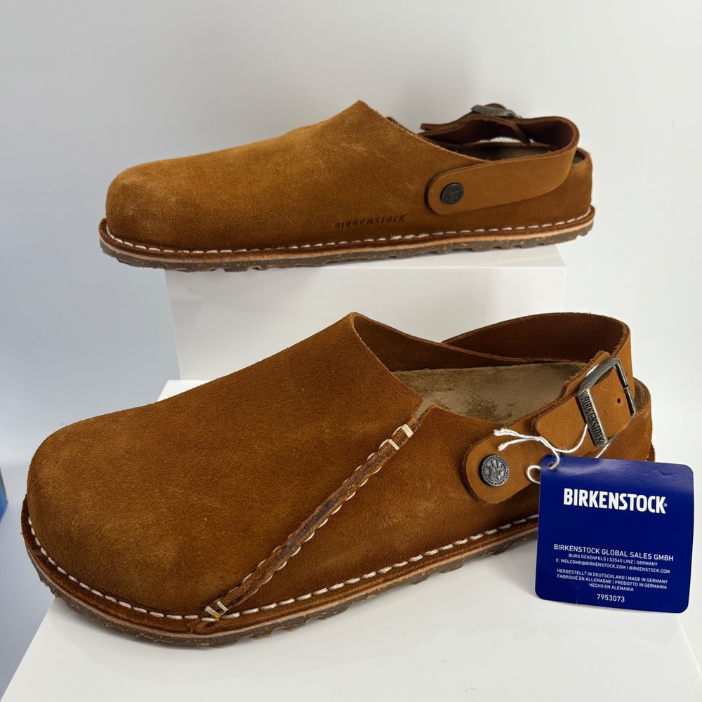 Birkenstock Lutry Suede Clogs Mink Brown Leather Mules EU 42 Men 9 Women 11